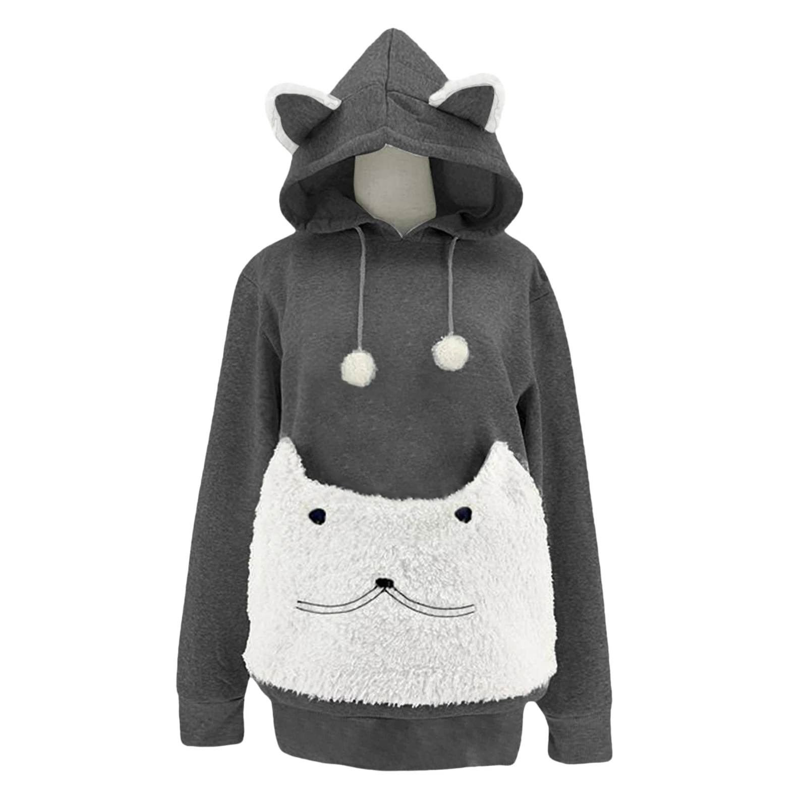 Cat Lovers Hoodie Kangaroo Dog Pet Holder Carrier Big Pouch Pocket Paw Pullovers Sweatshirt Animal Pouch Hood Carry Cat Pullover