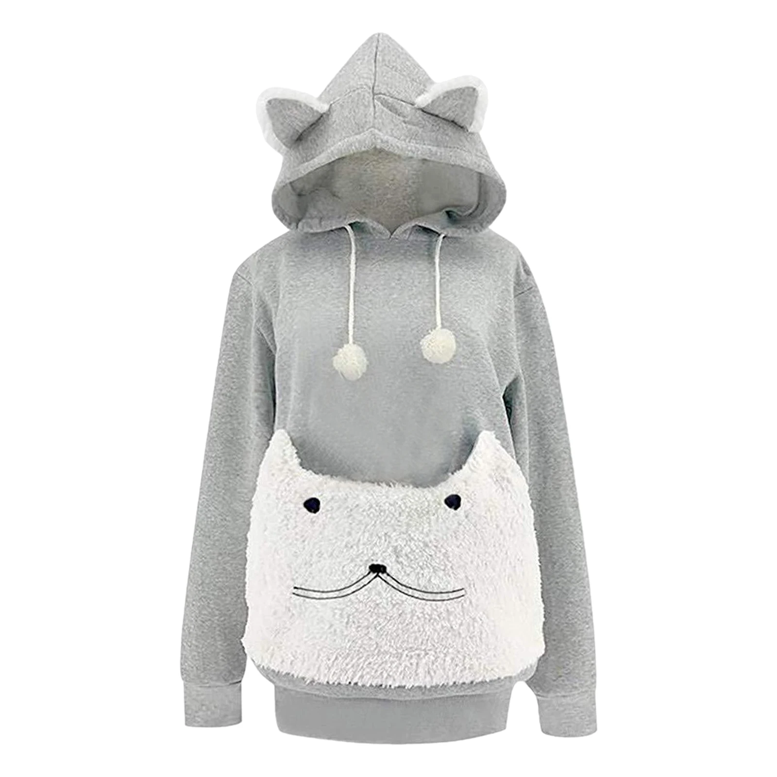 Cat Lovers Hoodie Kangaroo Dog Pet Holder Carrier Big Pouch Pocket Paw Pullovers Sweatshirt Animal Pouch Hood Carry Cat Pullover