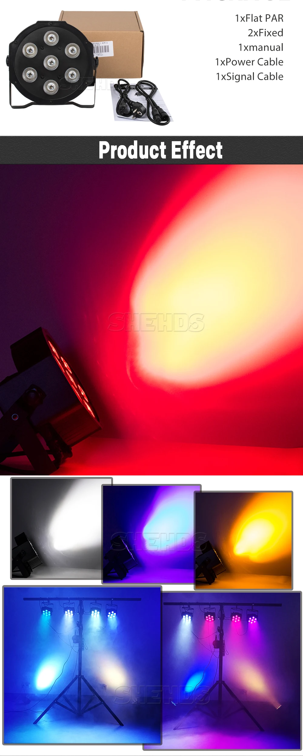 1PCS LED 7x18W RGBWA+UV Par Light with DMX512 6in1 Stage Light Wash Effect DJ Disco Mini Led Spotlighting 10W