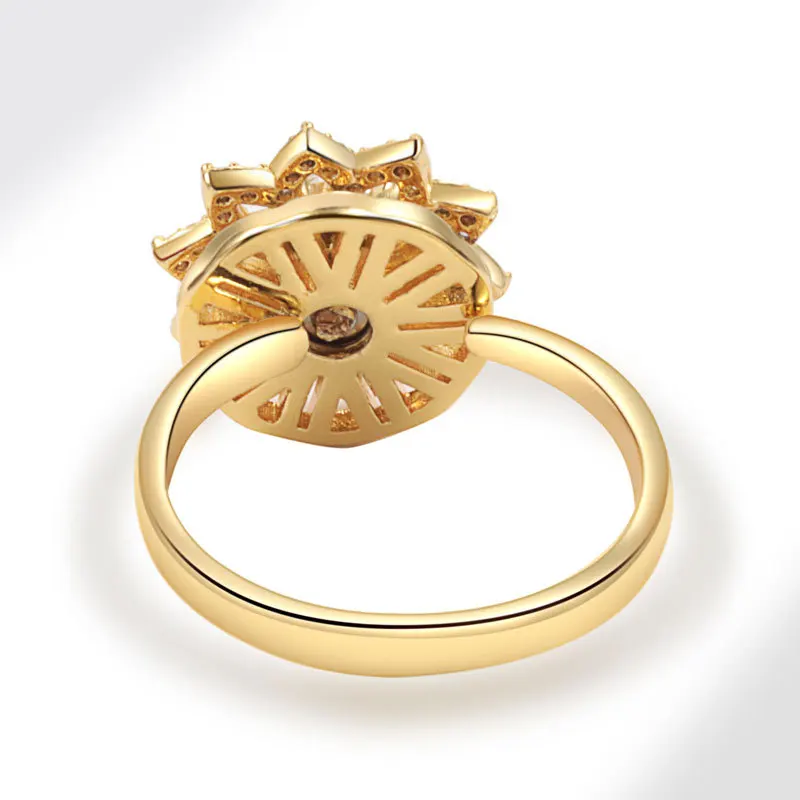 Anti-Stress And Anxiety Ring For Women Plant Flower Gold Colour Rotate Freely Fidget Metal Spinner Adjustable Open Rings Anillo