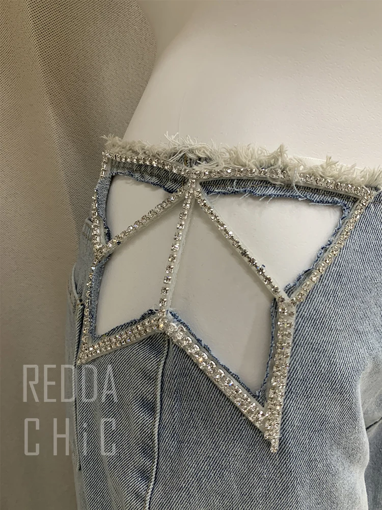 ReddaChic Star Hollow Low Waist Jeans Tall Girl ICON Glitter Diamond Loose Fit Wide Denim Leg Pants New In Hot Women Streetwear