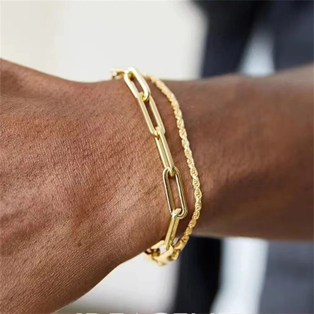 Multilayer Titanium Steel Chain Bracelet Men Gold Color Twist Chain Stainless Steel Bracelet Party Jewelry Bracelet For Women