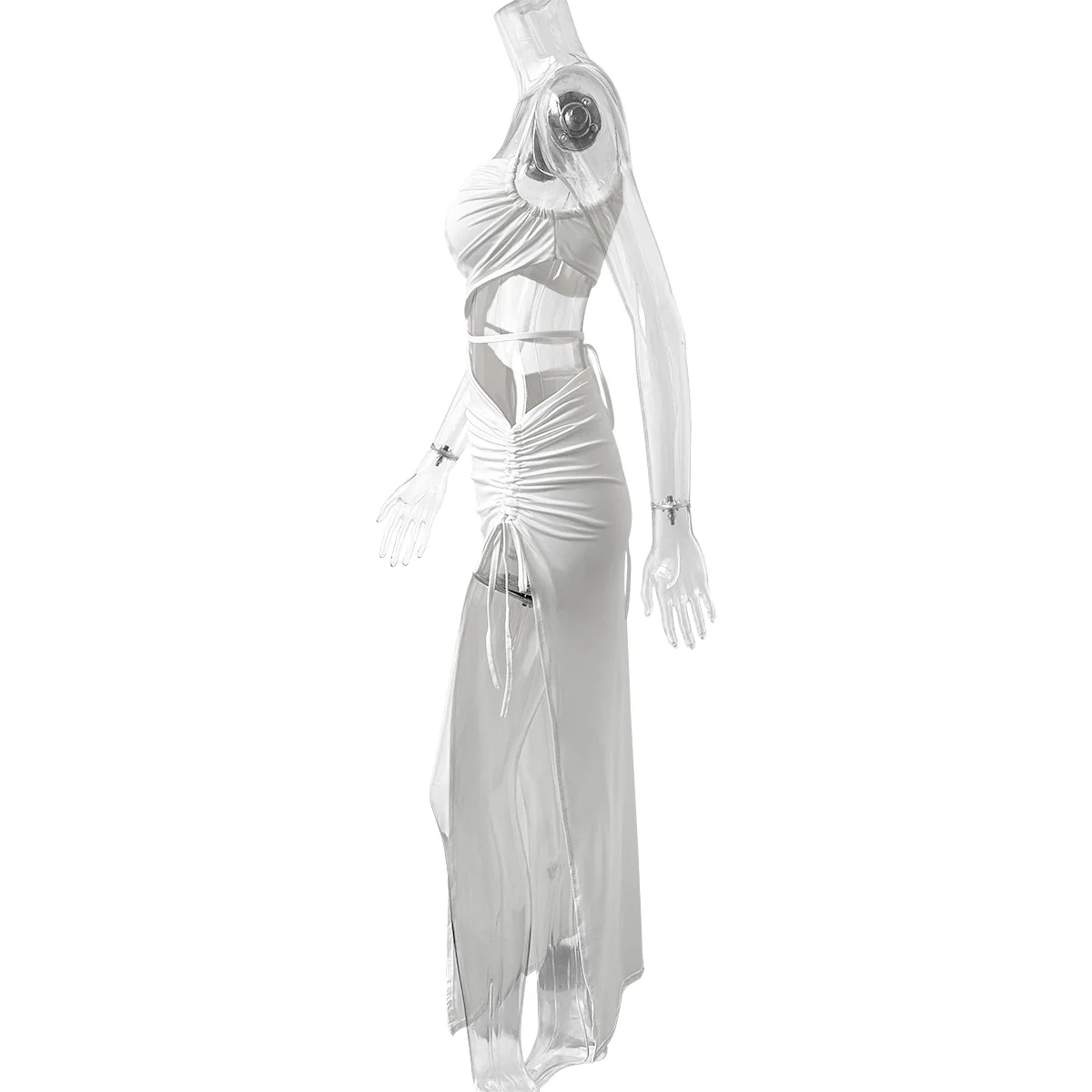 Summer Dresses For Womennew In Dresses Vacation Outfit Club Party Split Style Long Skirt Female Sexy Hollow Drawstring Dress