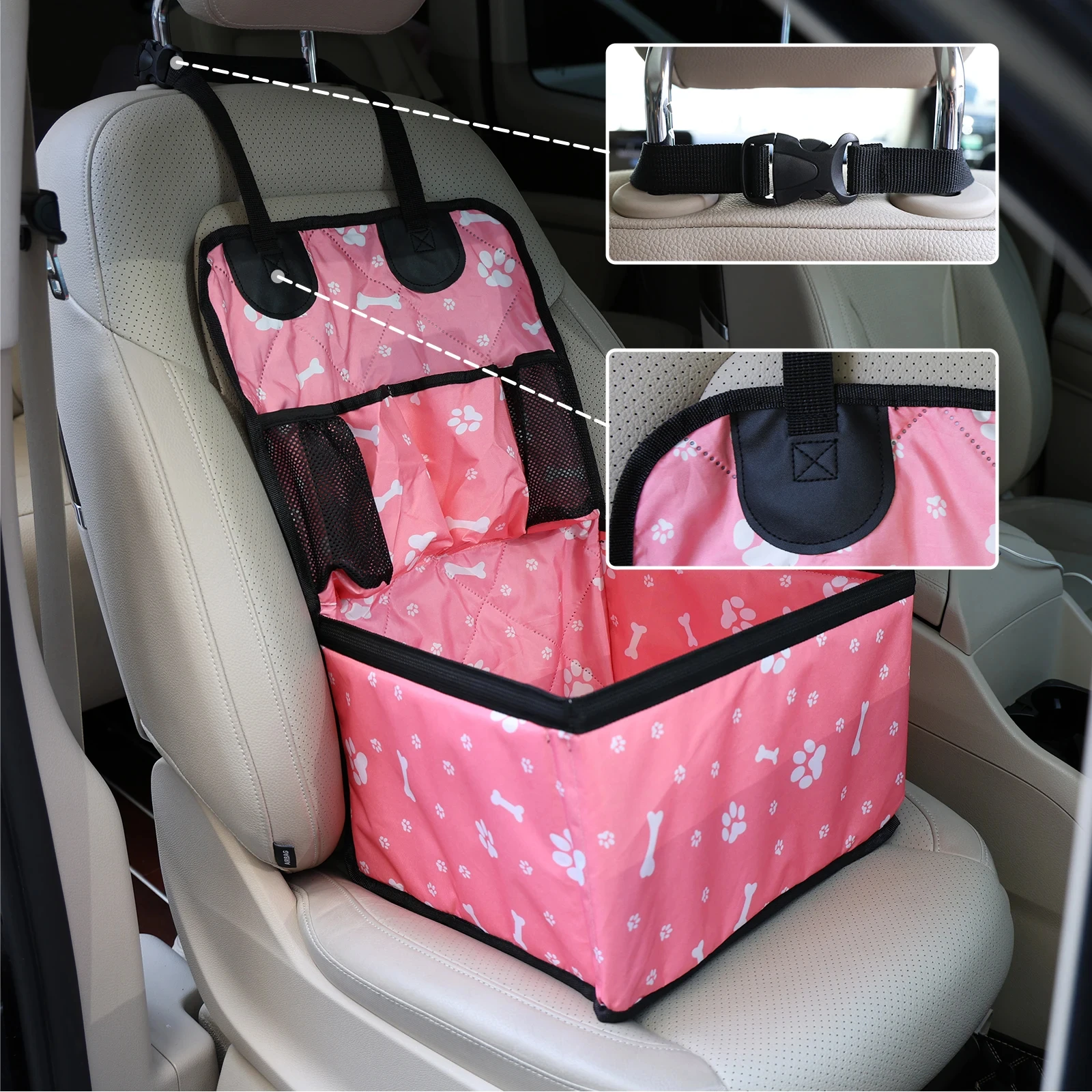 Dog Car Seat with Storage Pocket,Travel Dog Bag Cover Folding Hammock Pet Carriers and Travel Gear for Small Medium Dog Supplies