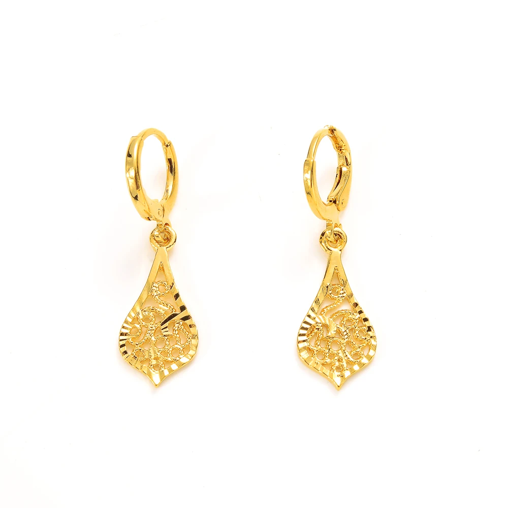 Gold Color Earrings Women's/Girls African Beautiful 24K Gold Color Plated Nicely Cute Small Ethiopian Jewelry Wedding Gift