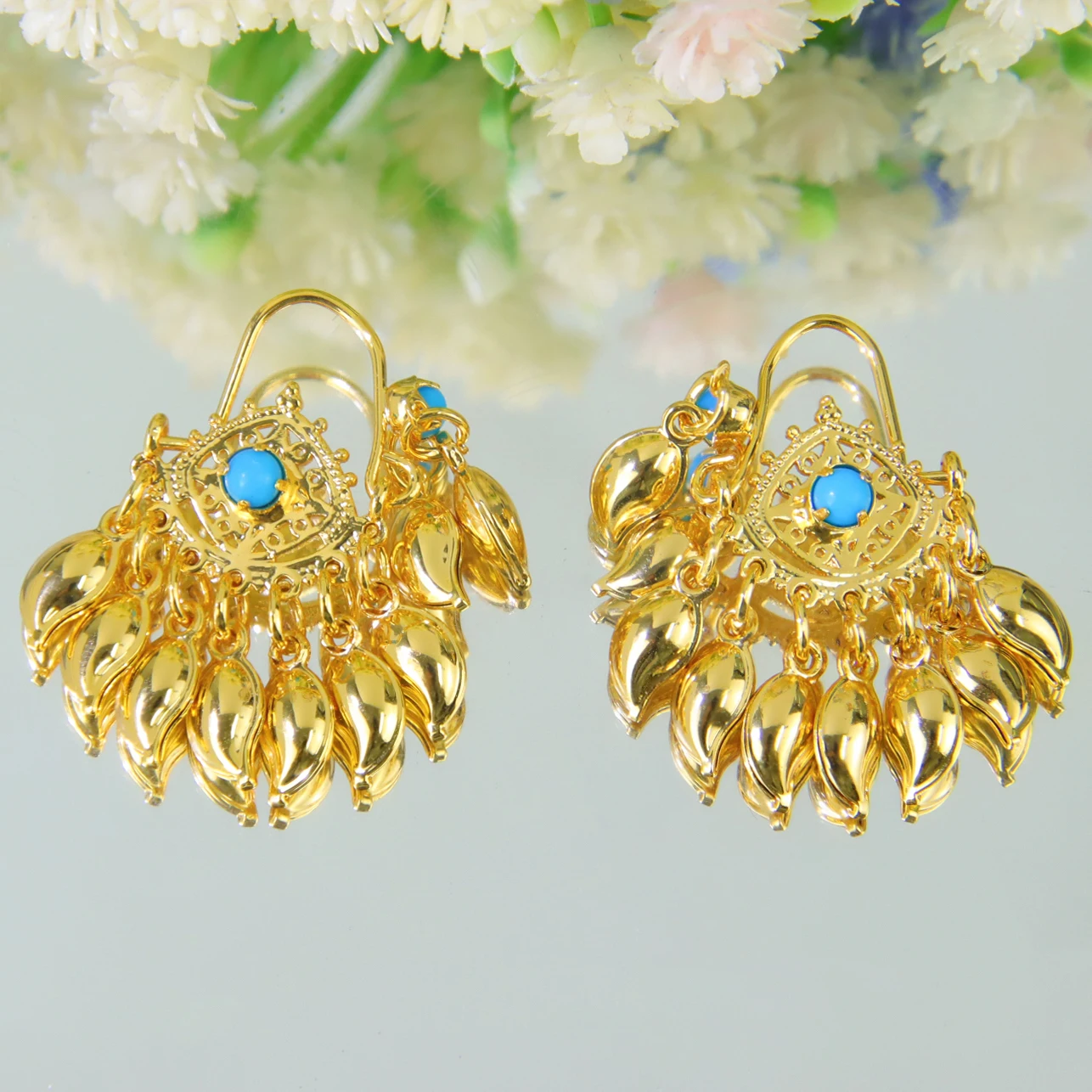 Dubai Fashion Drop Earrings 21k Gold Plated Arabic Coins Tassel Dangle Earring Ethiopia Women Bridal Wedding Party Jewelry