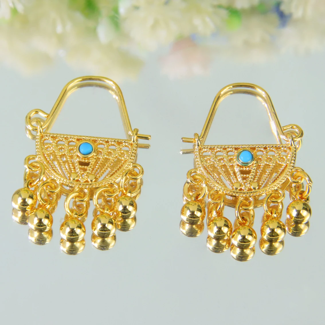 Dubai Fashion Drop Earrings 21k Gold Plated Arabic Coins Tassel Dangle Earring Ethiopia Women Bridal Wedding Party Jewelry