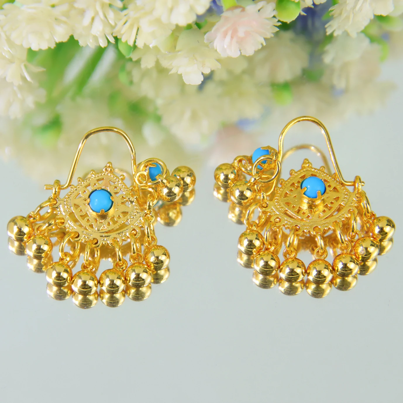 Dubai Fashion Drop Earrings 21k Gold Plated Arabic Coins Tassel Dangle Earring Ethiopia Women Bridal Wedding Party Jewelry