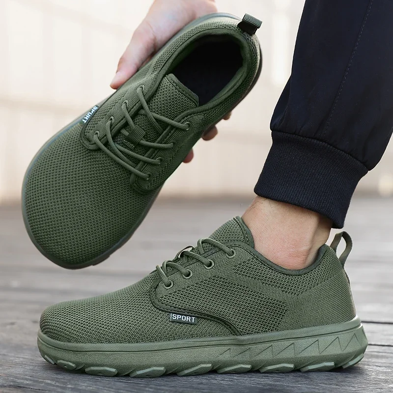 Men's Mesh Wide Toe Shoes Minimalist Comfortable Lightweight Walking Shoes Daily Outdoor Breathable Travel Men's Flat Sneakers