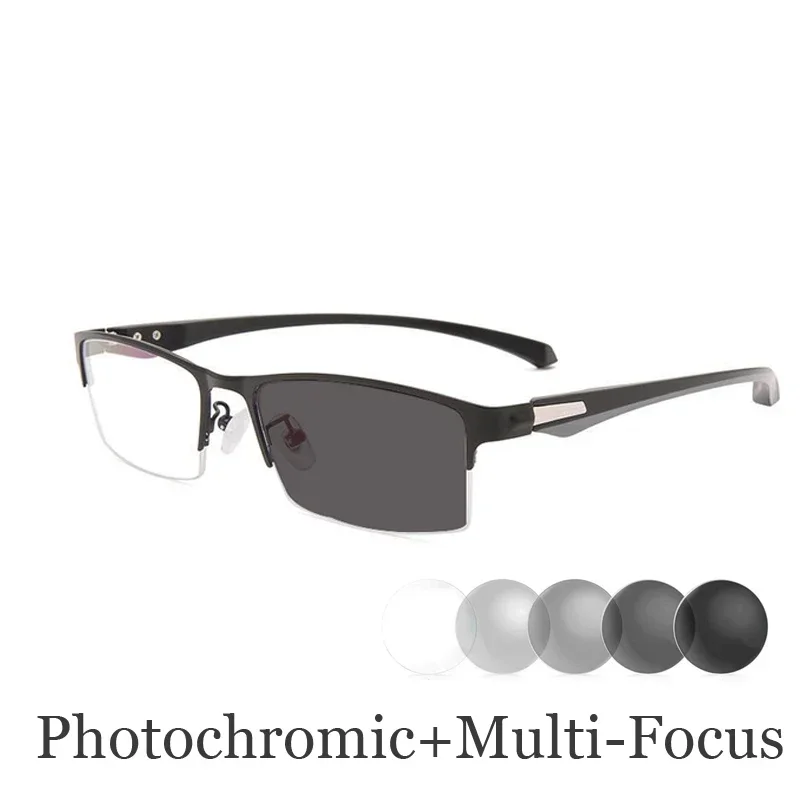 TR90 Titanium Multifocal Reading Glasses Photochromic Men Women Progressive Bifocal Anti Blue Ray UV Protect Presbyopic Glasses