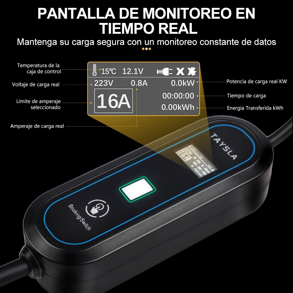 TAYNIU 3.5KW 16A Portable EV Charger NEMA5-15 Plug Type 2 GB/T Type 1 J1772 Electric Car Charger for BYD Changan Aedo Plus