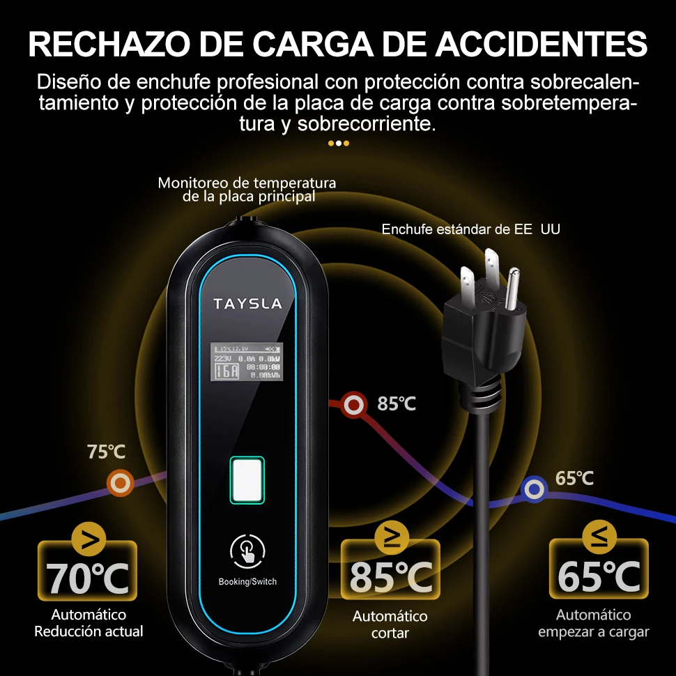 TAYNIU 3.5KW 16A Portable EV Charger NEMA5-15 Plug Type 2 GB/T Type 1 J1772 Electric Car Charger for BYD Changan Aedo Plus