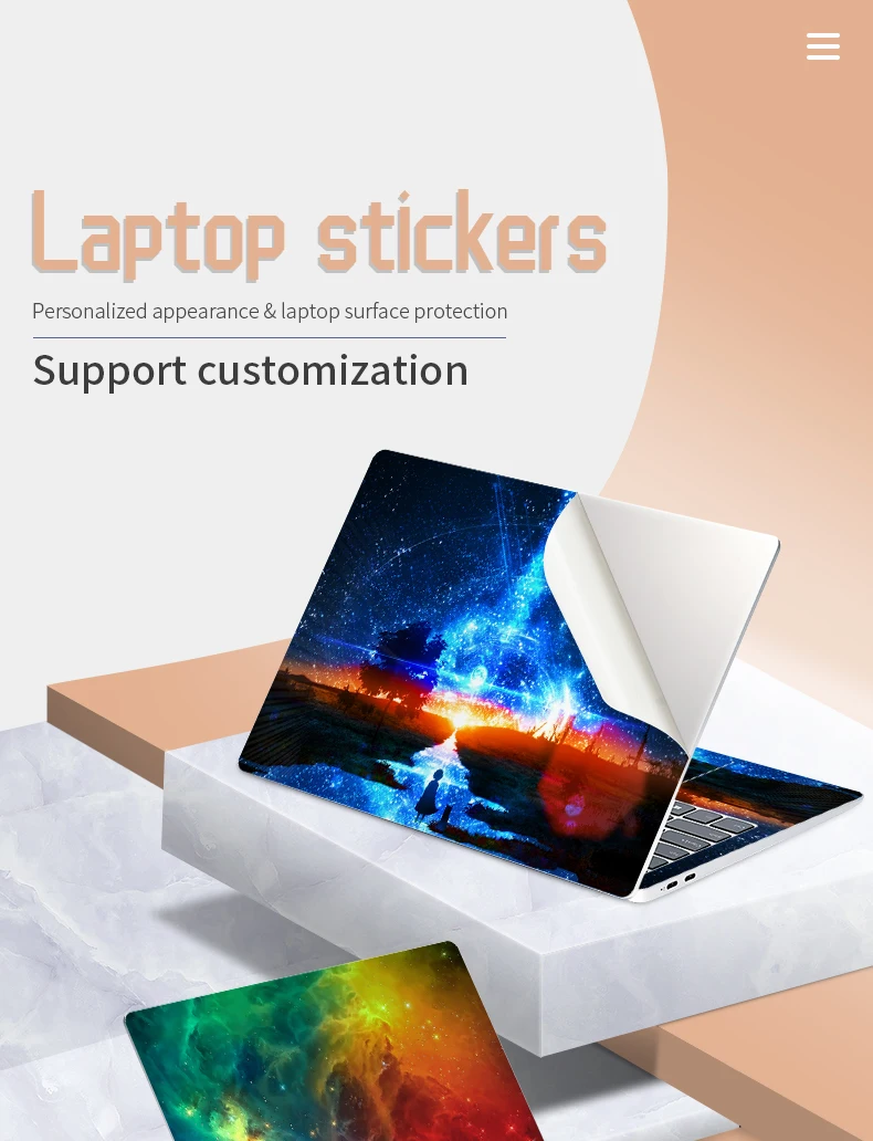 DIY Universal Laptop Cover Sticker Skins 2pcs 13.3"14"15.6"17.3" Skin Starry Sky Decorate Decal for Macbook /Lenovo/Asus/Hp/Acer
