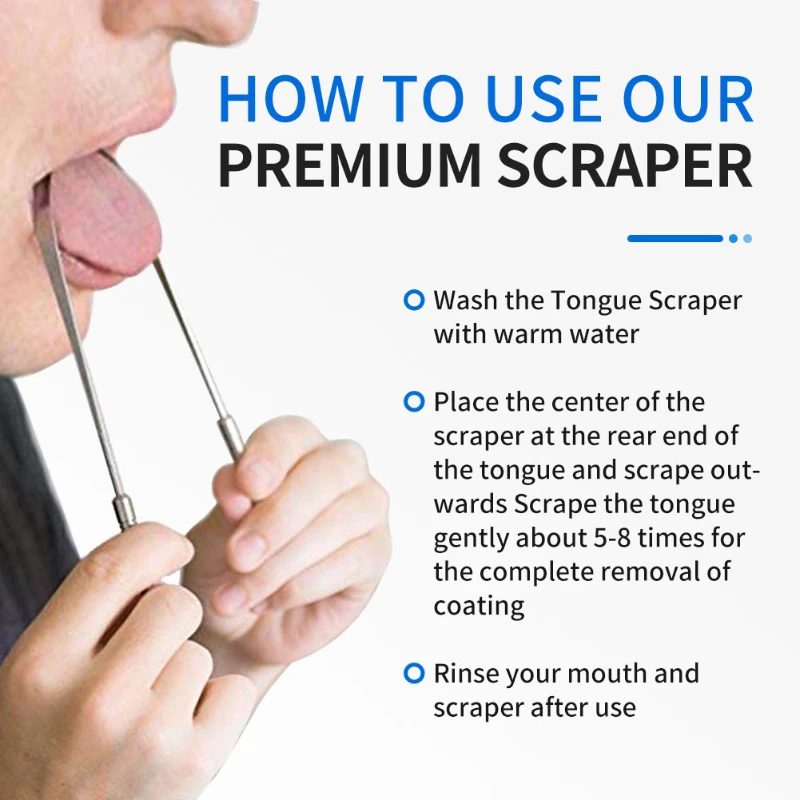 4Colors Stainless Steel Tongue Scraper Metal Tongue Fresh Breath Cleaning Coated Toothbrush Oral Hygiene Scrapper Cleaning Tools