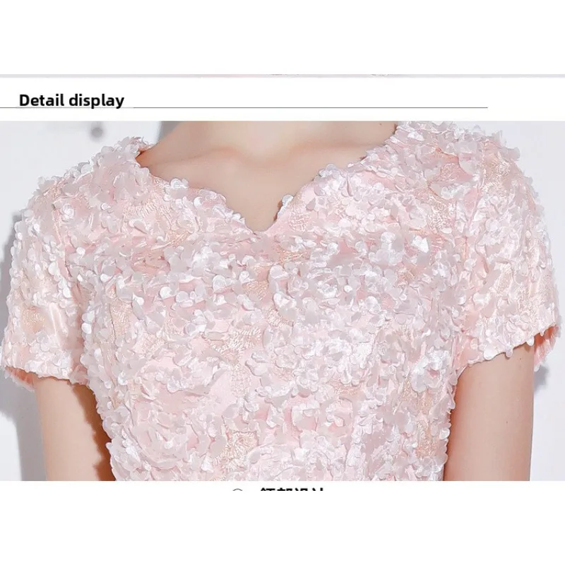 2026 New Women S High Quality Sequin Banquet Host Noble and Elegant Long Dress Dignified and Atmospheric Slim Fit Wedding Gown