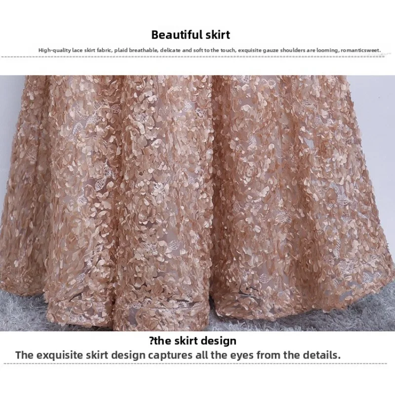 2026 New Women S High Quality Sequin Banquet Host Noble and Elegant Long Dress Dignified and Atmospheric Slim Fit Wedding Gown