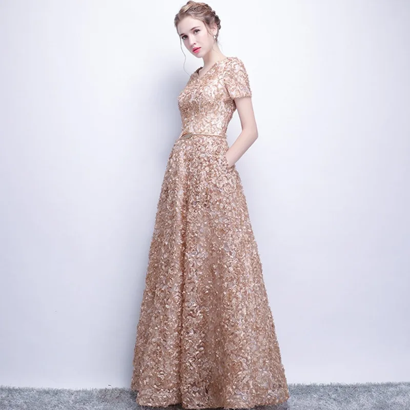 2026 New Women S High Quality Sequin Banquet Host Noble and Elegant Long Dress Dignified and Atmospheric Slim Fit Wedding Gown
