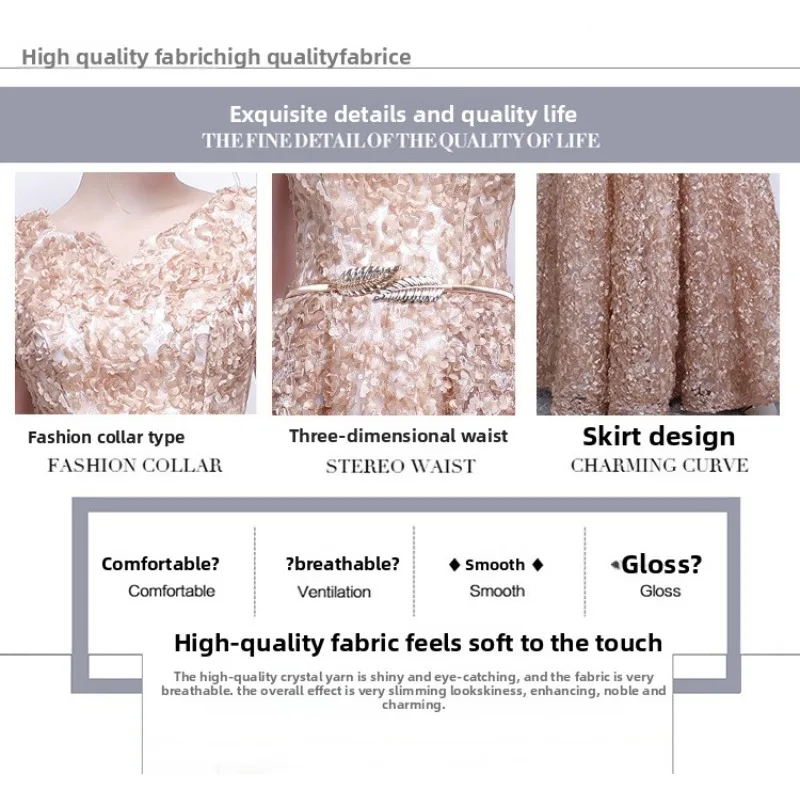 2026 New Women S High Quality Sequin Banquet Host Noble and Elegant Long Dress Dignified and Atmospheric Slim Fit Wedding Gown