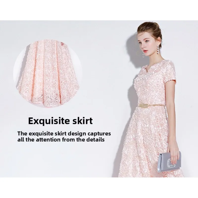 2026 New Women S High Quality Sequin Banquet Host Noble and Elegant Long Dress Dignified and Atmospheric Slim Fit Wedding Gown