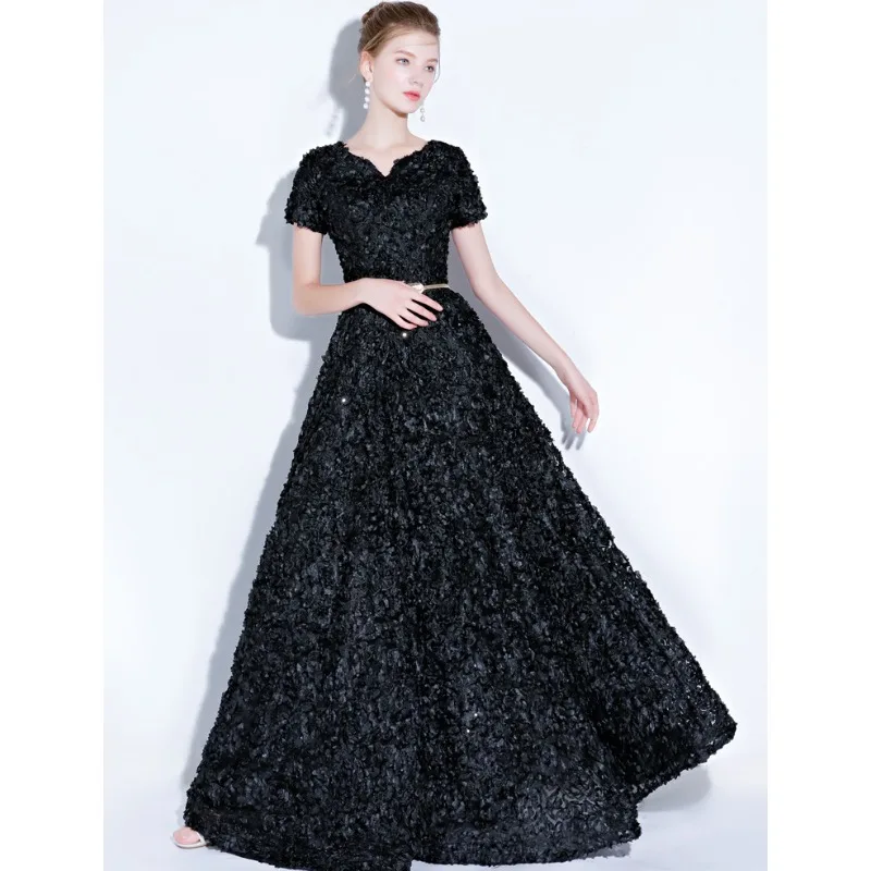 2026 New Women S High Quality Sequin Banquet Host Noble and Elegant Long Dress Dignified and Atmospheric Slim Fit Wedding Gown