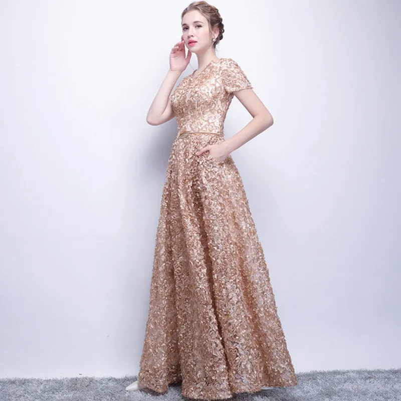 2026 New Women S High Quality Sequin Banquet Host Noble and Elegant Long Dress Dignified and Atmospheric Slim Fit Wedding Gown