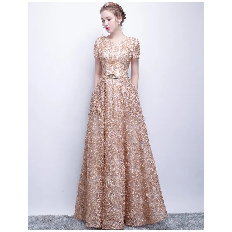 2026 New Women S High Quality Sequin Banquet Host Noble and Elegant Long Dress Dignified and Atmospheric Slim Fit Wedding Gown