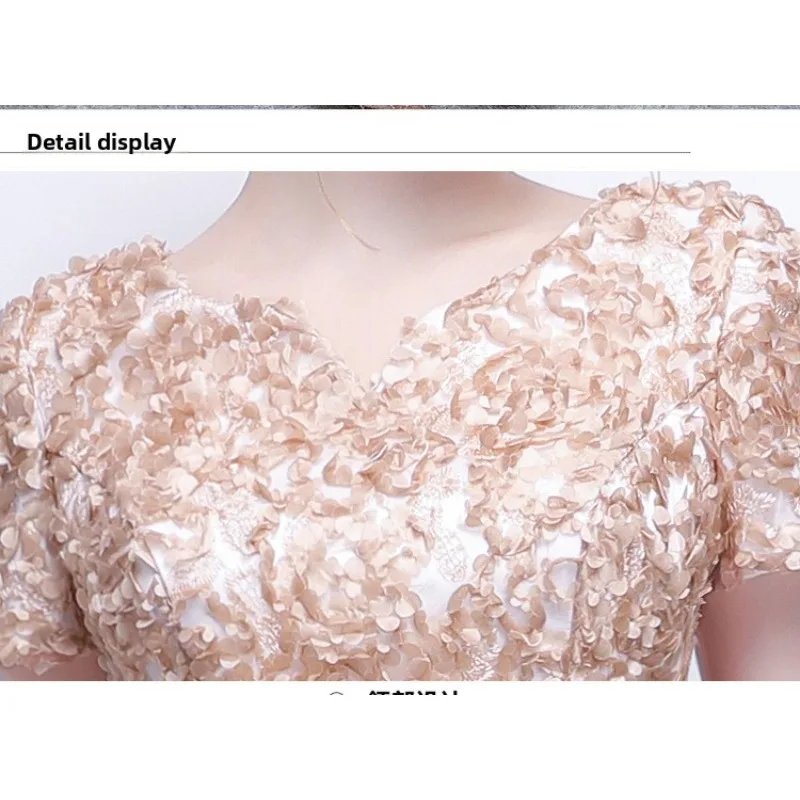 2026 New Women S High Quality Sequin Banquet Host Noble and Elegant Long Dress Dignified and Atmospheric Slim Fit Wedding Gown