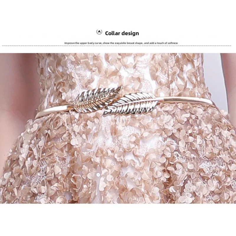 2026 New Women S High Quality Sequin Banquet Host Noble and Elegant Long Dress Dignified and Atmospheric Slim Fit Wedding Gown