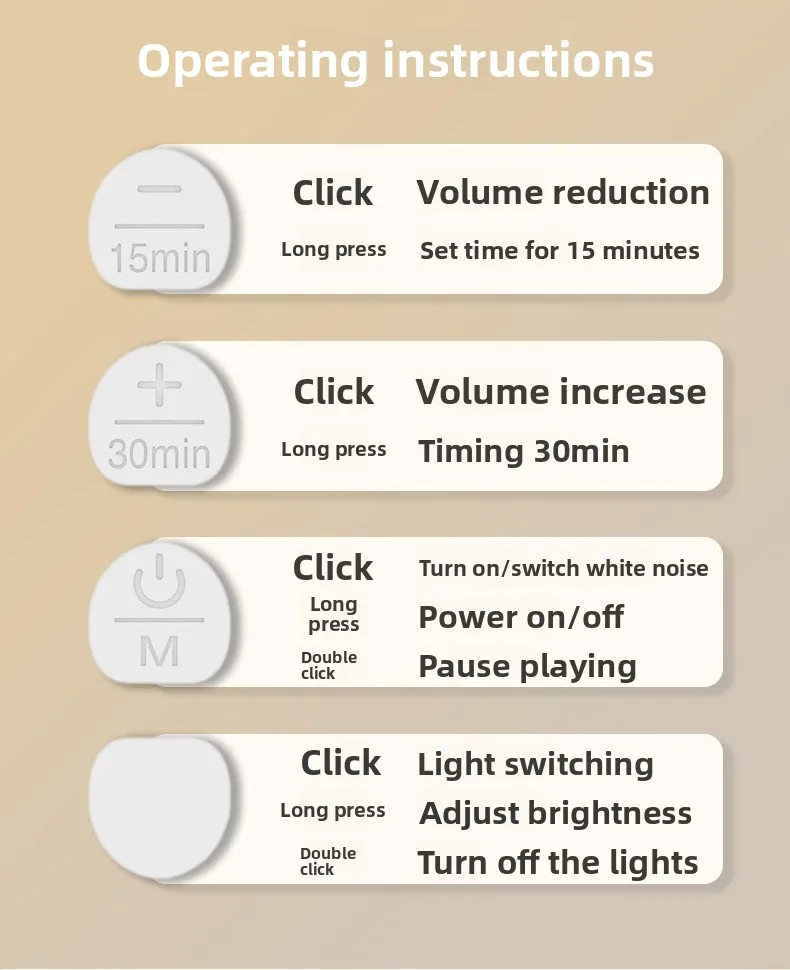 RGB Sleep White Noise Machine with Soothing Sound Touchable Rechargeable LED Night Light Relaxing Audio & Sleep Lamp for Baby