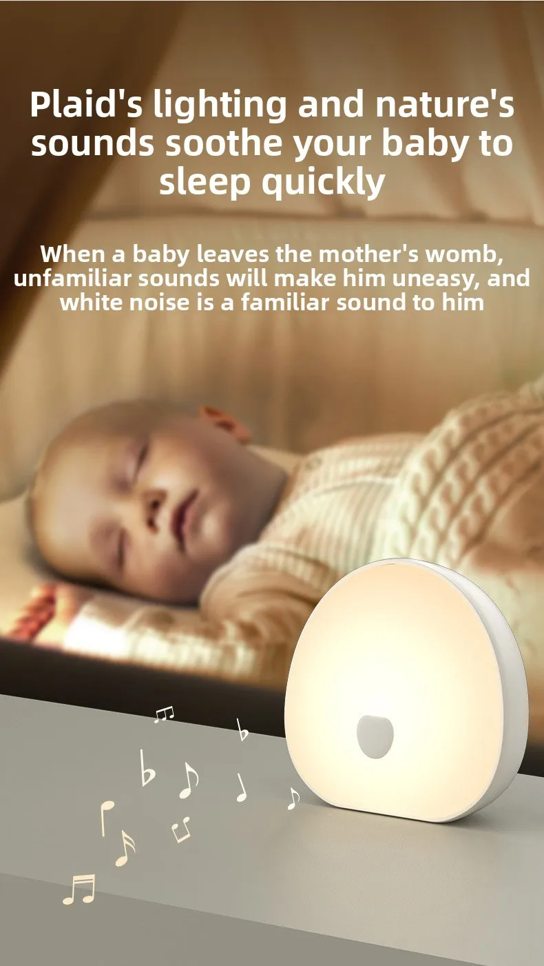 RGB Sleep White Noise Machine with Soothing Sound Touchable Rechargeable LED Night Light Relaxing Audio & Sleep Lamp for Baby