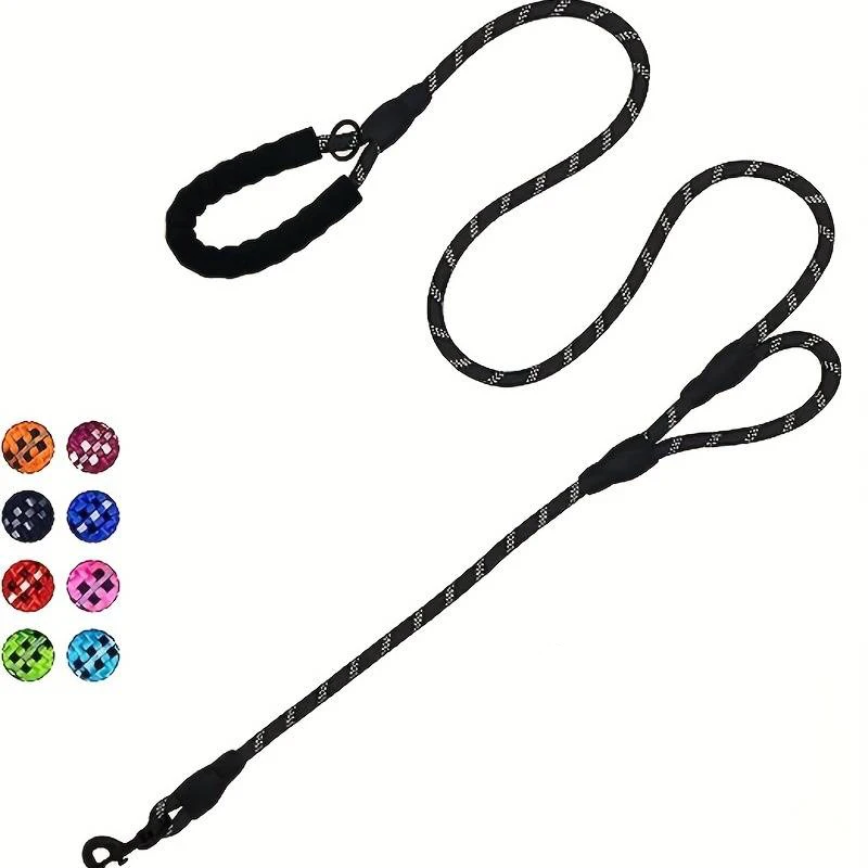 Pet Rope Dog Leash 6ft long,Traffic Padded Two Handle,Heavy Duty,Reflective Double Handles Lead for Control Safety Training,Leas