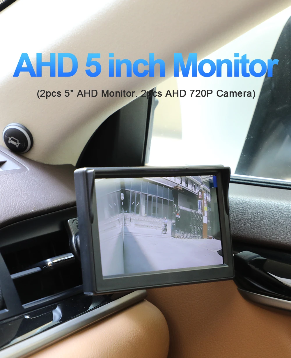 Car AHD 5-Inch Digital Side View Monitoring Mirror System,Night Vision HD 720P Side View Blind Spot Camera,Available In 3 Colors