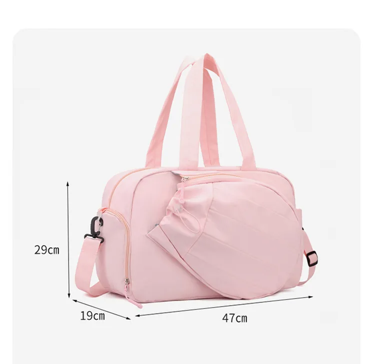 Women Pink Tennis Bag Large Capacity Racket Holder Handbag Separate Shoe Compartment Gym Sports Duffle Bag With Bottle Pocket