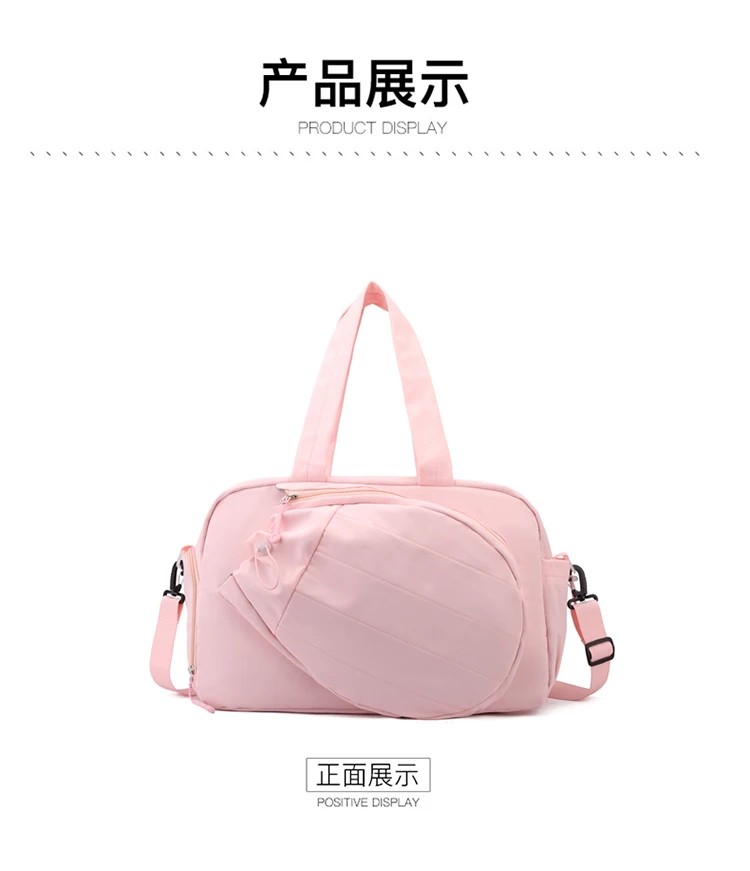 Women Pink Tennis Bag Large Capacity Racket Holder Handbag Separate Shoe Compartment Gym Sports Duffle Bag With Bottle Pocket