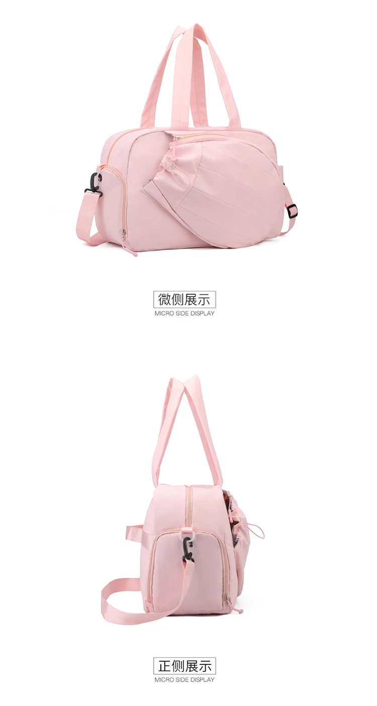 Women Pink Tennis Bag Large Capacity Racket Holder Handbag Separate Shoe Compartment Gym Sports Duffle Bag With Bottle Pocket