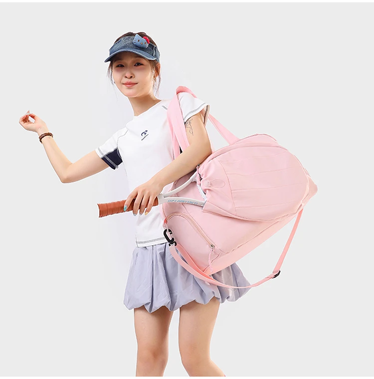 Women Pink Tennis Bag Large Capacity Racket Holder Handbag Separate Shoe Compartment Gym Sports Duffle Bag With Bottle Pocket