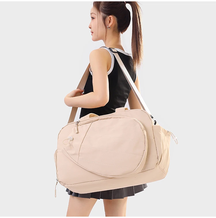 Women Pink Tennis Bag Large Capacity Racket Holder Handbag Separate Shoe Compartment Gym Sports Duffle Bag With Bottle Pocket