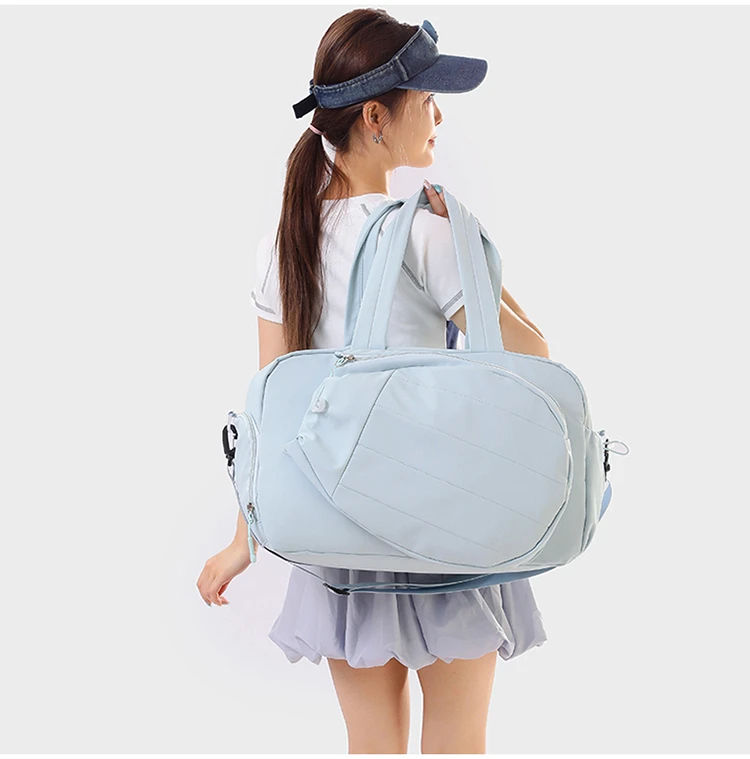 Women Pink Tennis Bag Large Capacity Racket Holder Handbag Separate Shoe Compartment Gym Sports Duffle Bag With Bottle Pocket