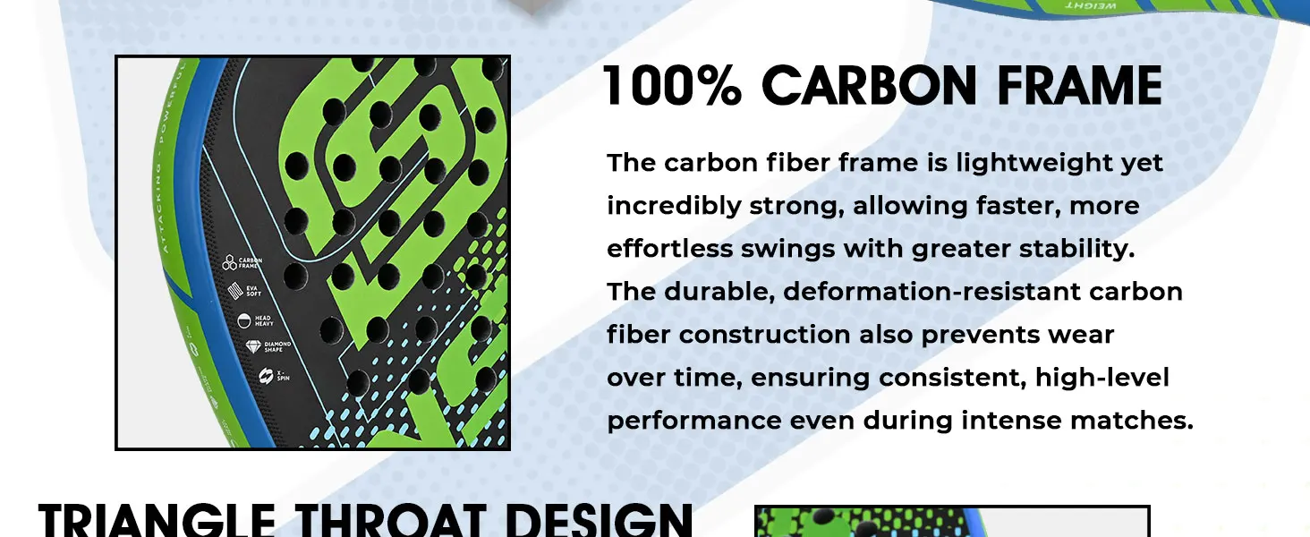 INSUM Power Padel Racket Series 2026 Carbon Fiber Surface EVA Memory Lightweight Paddle Racket Tennis Racket for Adults