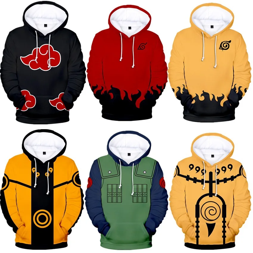 Bandai Naruto 3D Anime Hoodie – Men's Streetwear, Cosplay, Harajuku & Y2K Style – Trendy & Comfortable