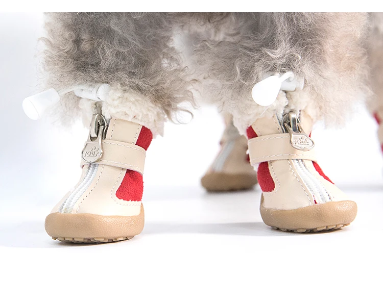 4pcs/set Elastic Winter Pet Dog Shoes Anti-slip Velvet Thickening Warmer Small Comfort Boots Puppy Animal Chihuahua Yorkshire