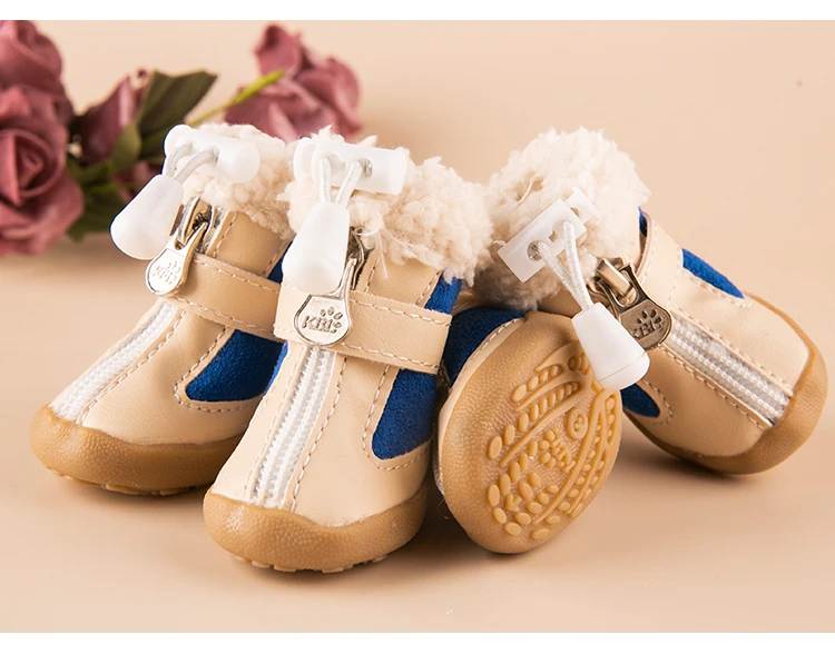 4pcs/set Elastic Winter Pet Dog Shoes Anti-slip Velvet Thickening Warmer Small Comfort Boots Puppy Animal Chihuahua Yorkshire