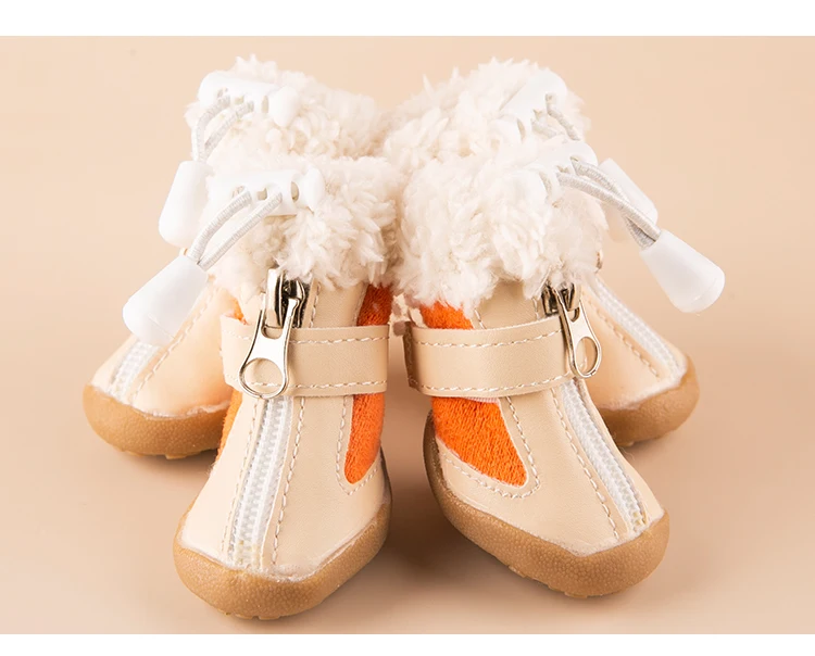 4pcs/set Elastic Winter Pet Dog Shoes Anti-slip Velvet Thickening Warmer Small Comfort Boots Puppy Animal Chihuahua Yorkshire