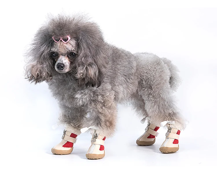 4pcs/set Elastic Winter Pet Dog Shoes Anti-slip Velvet Thickening Warmer Small Comfort Boots Puppy Animal Chihuahua Yorkshire