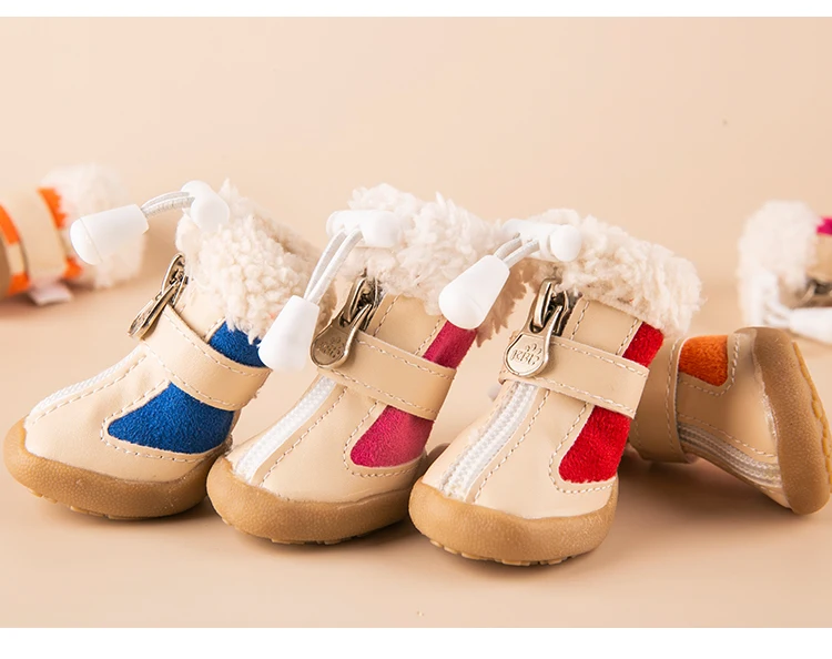 4pcs/set Elastic Winter Pet Dog Shoes Anti-slip Velvet Thickening Warmer Small Comfort Boots Puppy Animal Chihuahua Yorkshire