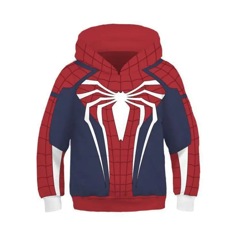 Hot New Fashion Cosplay Hooded Jacket Red Blue Colorblock Spider Pattern Hoodie Casual Unisex Y2K Long Sleeve Sweatshirt Top