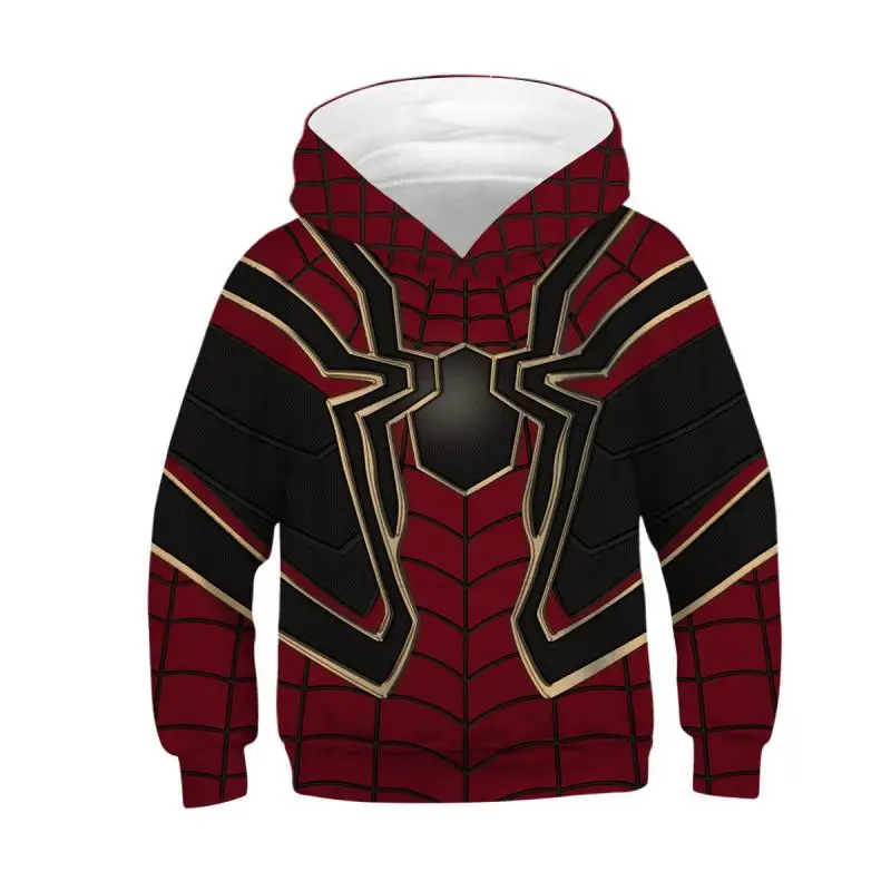 Hot New Fashion Cosplay Hooded Jacket Red Blue Colorblock Spider Pattern Hoodie Casual Unisex Y2K Long Sleeve Sweatshirt Top