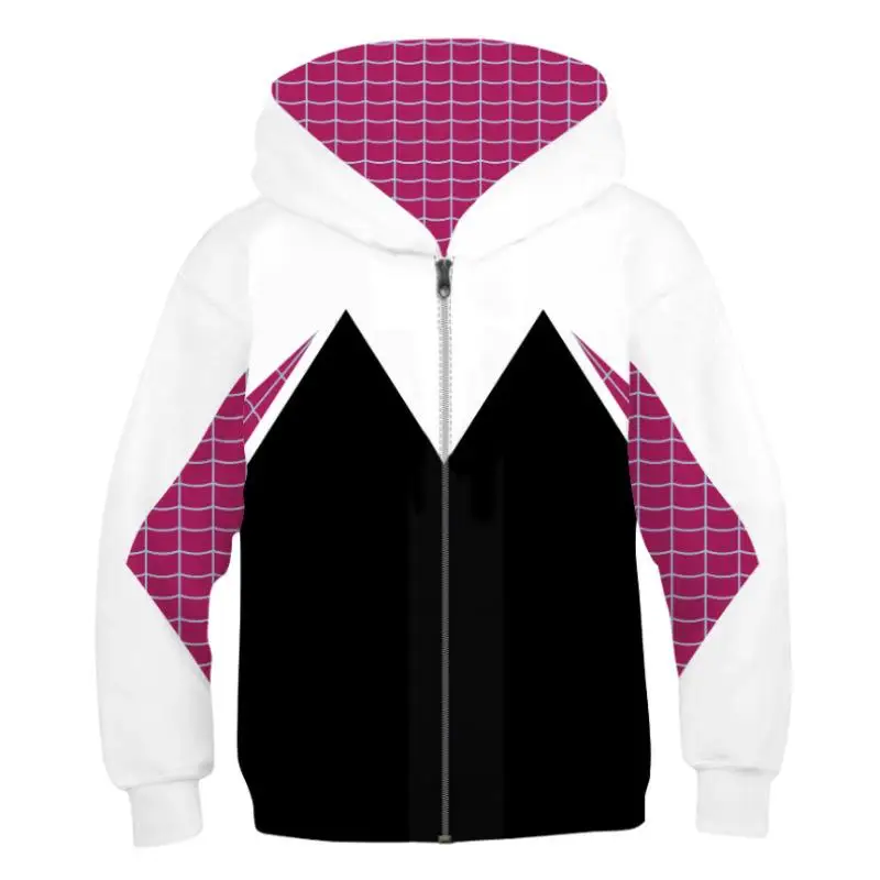 Hot New Fashion Cosplay Hooded Jacket Red Blue Colorblock Spider Pattern Hoodie Casual Unisex Y2K Long Sleeve Sweatshirt Top