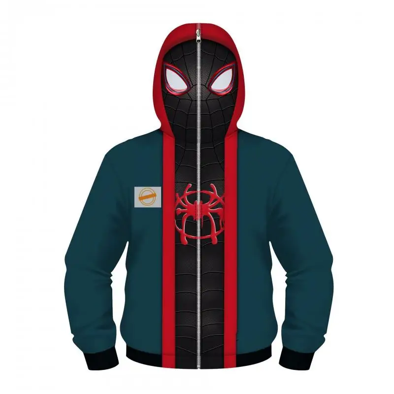 Hot New Fashion Cosplay Hooded Jacket Red Blue Colorblock Spider Pattern Hoodie Casual Unisex Y2K Long Sleeve Sweatshirt Top