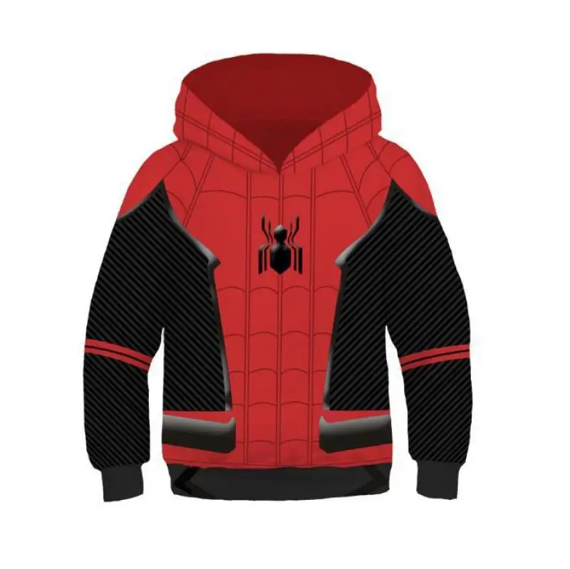 Hot New Fashion Cosplay Hooded Jacket Red Blue Colorblock Spider Pattern Hoodie Casual Unisex Y2K Long Sleeve Sweatshirt Top